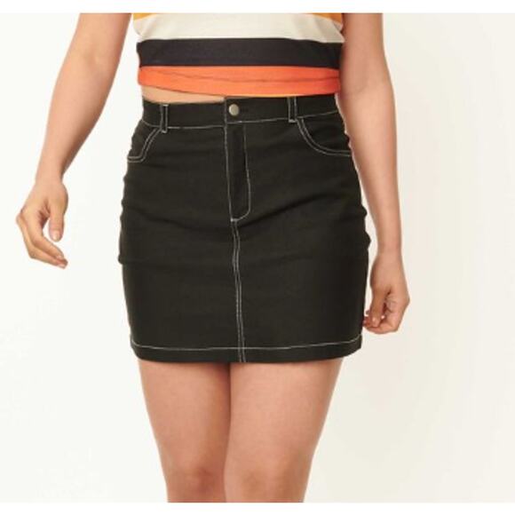 UNIQUE VINTAGE SZ 10 12 L Black White Stitch Straight Pencil Mini Skirt NWT 0B6 - Picture 1 of 7